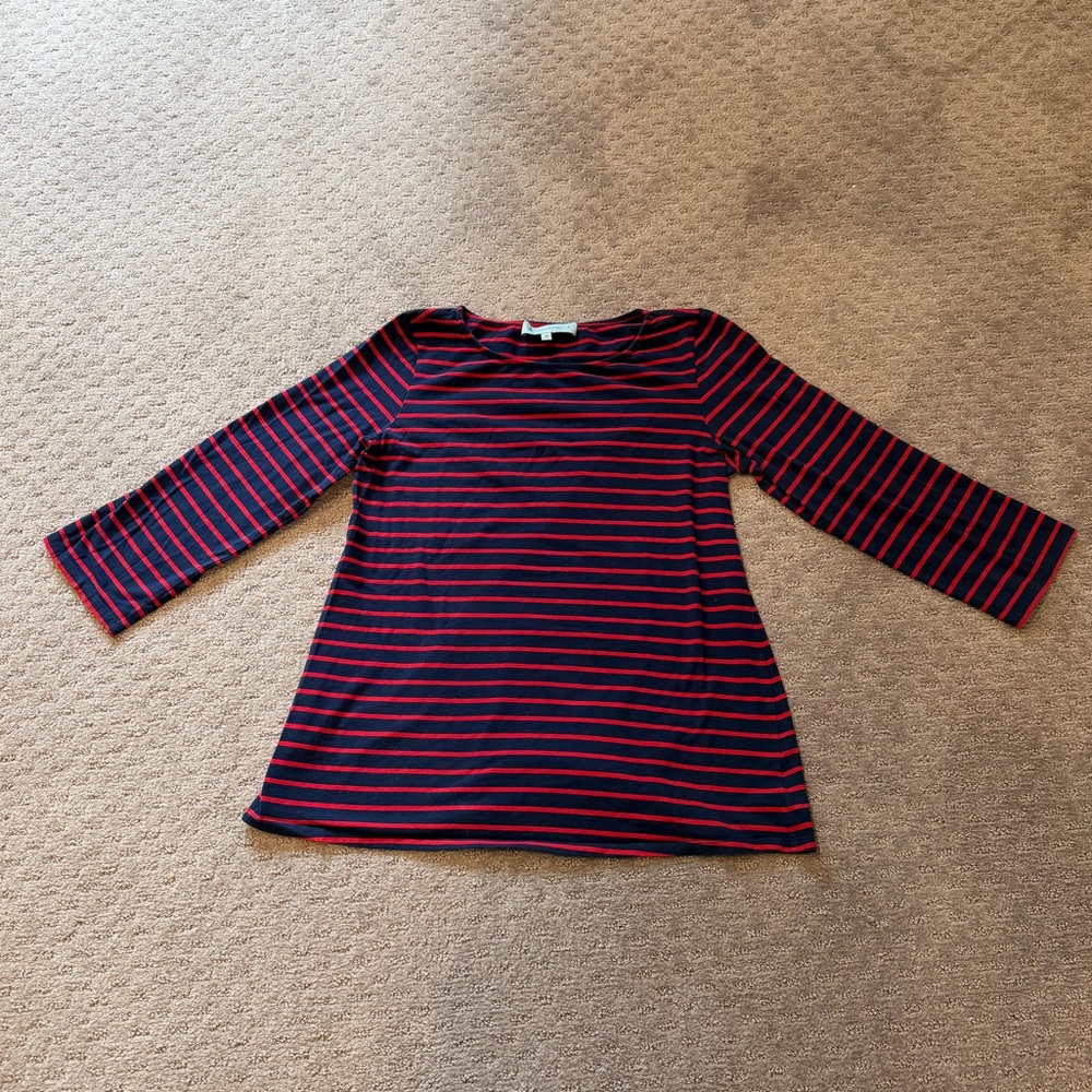 Tuckernuck Navy & Red Striped Long Sleeve Tee